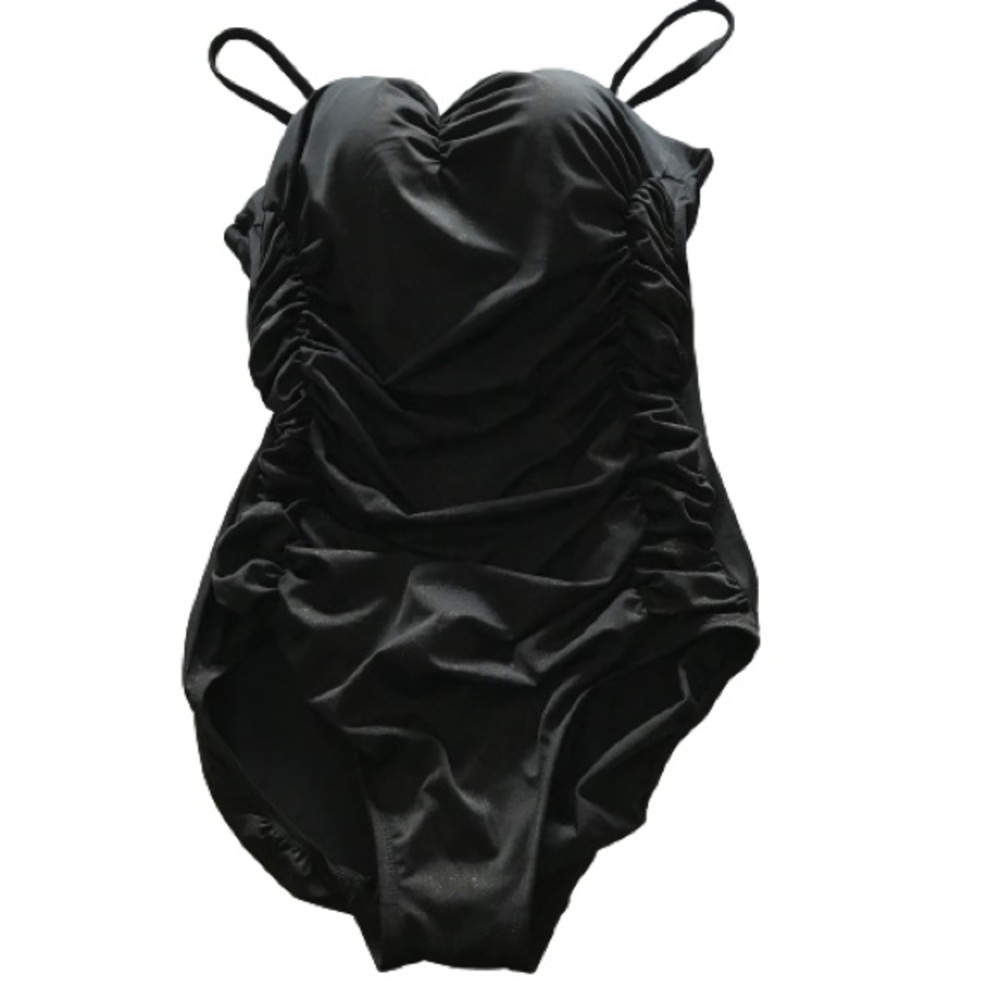 Longitude black/gold one piece lingerie swimsuit, size 16.🩱